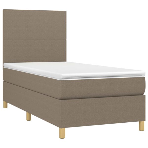 vidaXL Sommier &agrave; lattes de lit avec matelas Taupe 80x200 cm Tissu