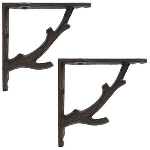 vidaXL Supports d'&eacute;tag&egrave;re murale 2 pc Marron ancien 10 x 10 x 3 cm