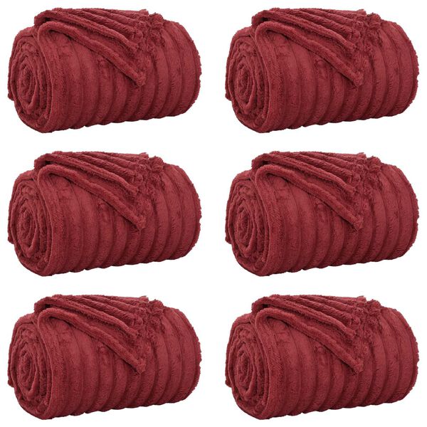 vidaXL Couvertures &agrave; jeter 6 pcs Rouge Bordeaux 150 x 130 cm Toison
