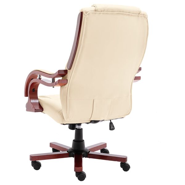 vidaXL Chaise de bureau Cr&egrave;me Cuir v&eacute;ritable