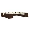 vidaXL Salon de jardin 10 pcs avec coussins marron r&eacute;sine tress&eacute;e