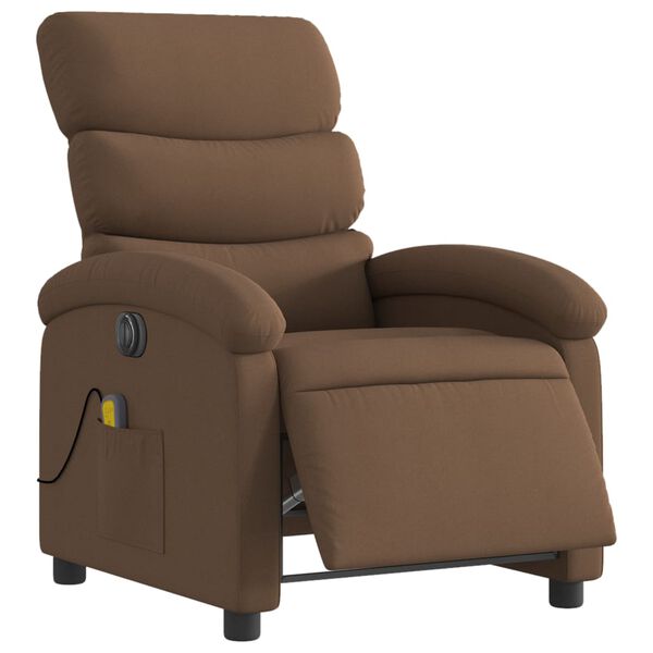 vidaXL Fauteuil inclinable de massage &eacute;lectrique marron tissu