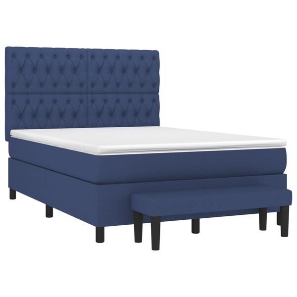 vidaXL Sommier &agrave; lattes de lit avec matelas Bleu 140x190 cm Tissu