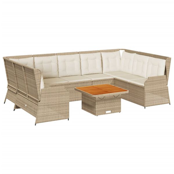 vidaXL Salon de jardin avec coussins 7 pcs beige résine tressée