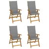 vidaXL Fauteuils pliants inclinables 4 pi&egrave;ces avec coussins en bois d'acacia massif