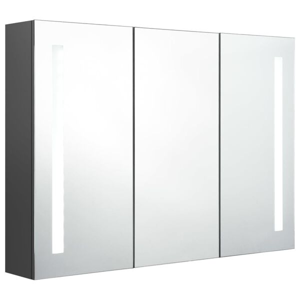 vidaXL Armoire de salle de bain &agrave; miroir LED 89x14x62 cm Gris