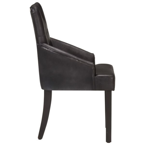 vidaXL Chaises &agrave; manger lot de 6 noir cuir de ch&egrave;vre v&eacute;ritable