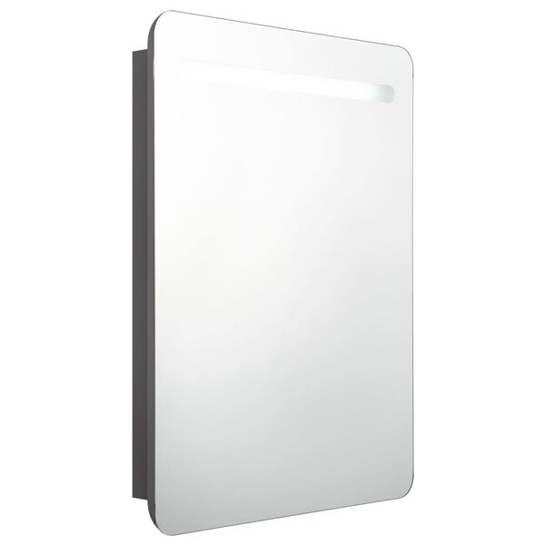 vidaXL Armoire de salle de bain &agrave; miroir LED gris 60x11x80 cm