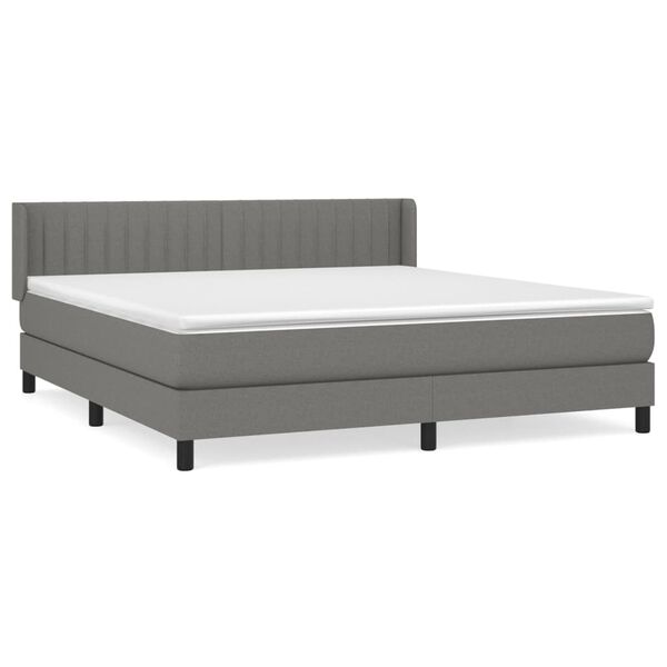 vidaXL Sommier &agrave; lattes de lit avec matelas Gris fonc&eacute; 180x200cm Tissu