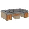 vidaXL Salon de jardin avec coussins 10 pcs beige r&eacute;sine tress&eacute;e
