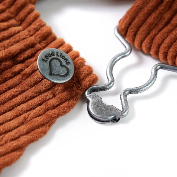 Robe salopette pour enfants velours c&ocirc;tel&eacute; cognac 140