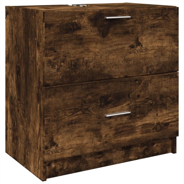 vidaXL Meuble d'&eacute;vier ch&ecirc;ne fum&eacute; 59x37x59 cm bois d'ing&eacute;nierie