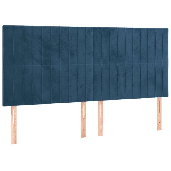 vidaXL T&ecirc;te de lit &agrave; LED Bleu fonc&eacute; 200x5x118/128 cm Velours