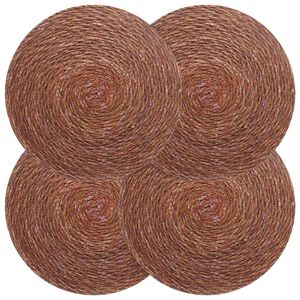 vidaXL Dessous de verre en herbe marine 4 pc Marron 100 % Herbe de mer