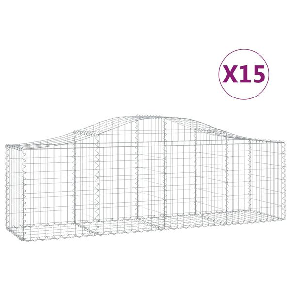 vidaXL Paniers à gabions arqués 15 pcs 200x50x60/80 cm fer galvanisé