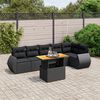 vidaXL Salon de jardin 7 pcs avec coussins noir r&eacute;sine tress&eacute;e