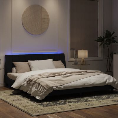 vidaXL Cadre de lit avec lumières LED noir 180x200 cm velours