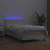 vidaXL Sommier &agrave; lattes de lit avec matelas et LED Cr&egrave;me 90x190cm