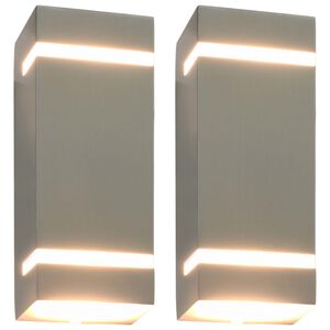 vidaXL Appliques murales d'ext&eacute;rieur 2 pcs 35 W Argent&eacute; Rectangulaire