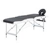vidaXL Table de massage pliable 4 zones Aluminium Noir et blanc