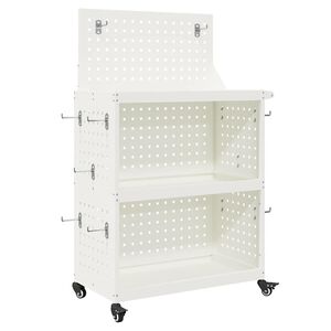 vidaXL Chariot &agrave; outils Blanc 65 x 35 x 111 cm Acier lamin&eacute; &agrave; froid
