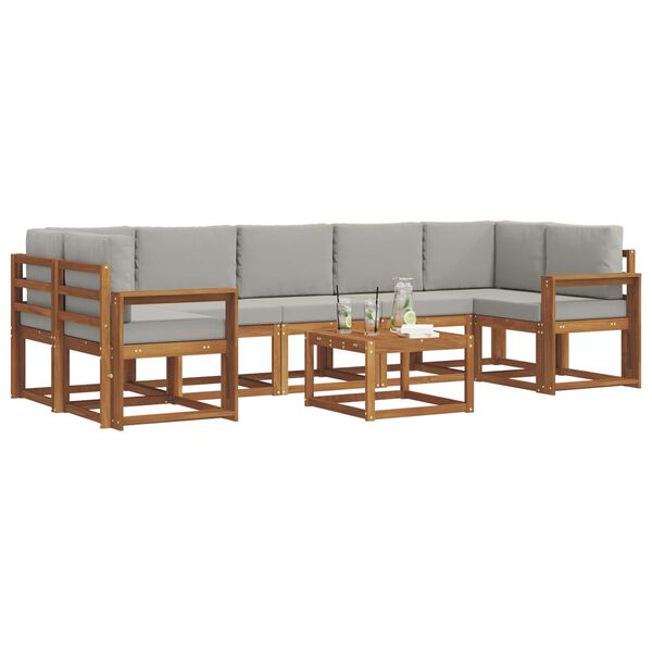 vidaXL Ensemble de canap&eacute;s d'ext&eacute;rieur 8 pcs Gris Naturel et Clair