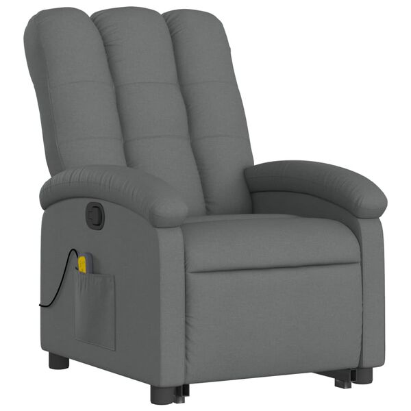 vidaXL Fauteuil de massage inclinable Gris fonc&eacute; Tissu