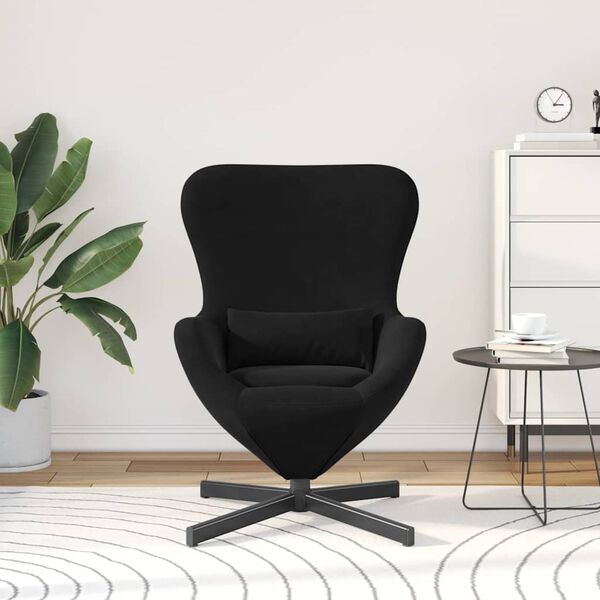vidaXL Fauteuil &oelig;uf Noir 63 x 73 x 90 cm Velours