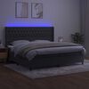 vidaXL Sommier &agrave; lattes de lit matelas et LED Gris fonc&eacute; 200x200 cm