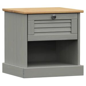 vidaXL Table de chevet VIGO gris 42x35x42 cm bois de pin massif