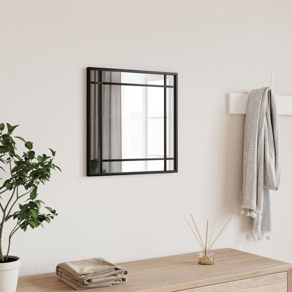 vidaXL Miroir mural noir 40x40 cm carr&eacute; fer