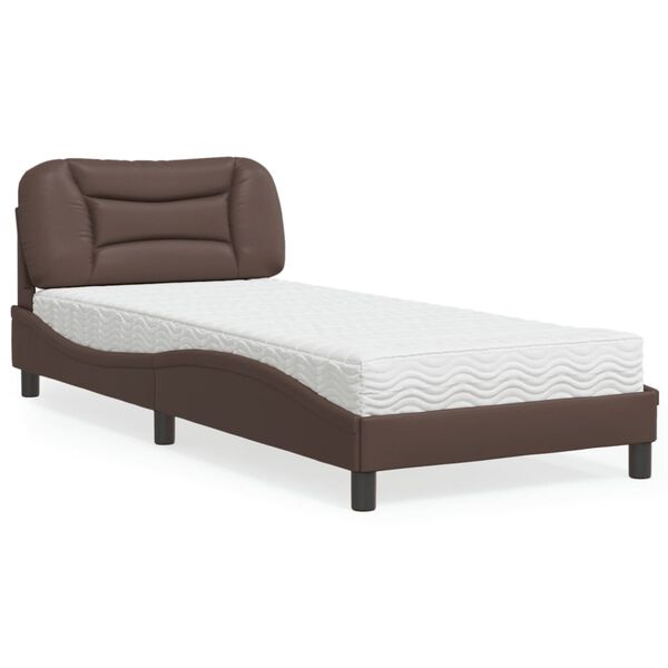 vidaXL Lit avec matelas Hvar marron 90x190 cm similicuir