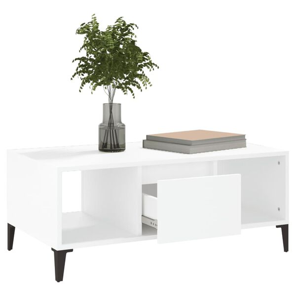 vidaXL Table basse Blanc 90x50x36,5 cm Bois d'ingénierie