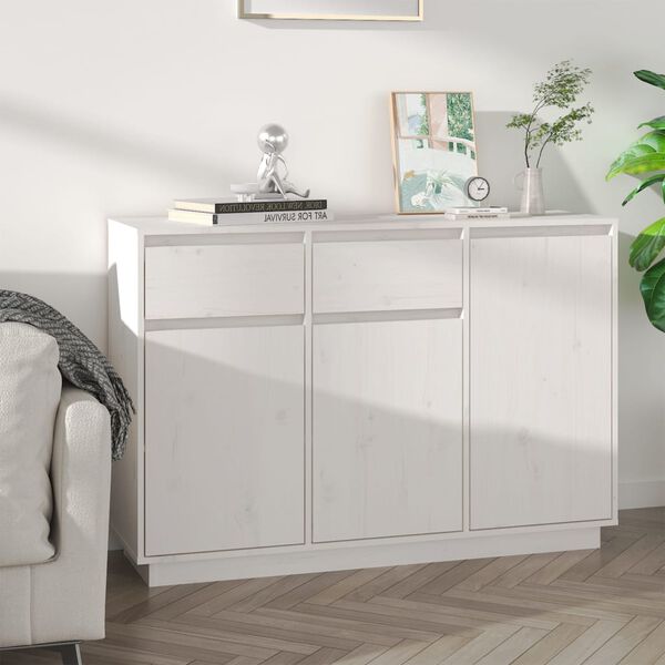 vidaXL Buffet blanc 110x34x75 cm bois massif de pin