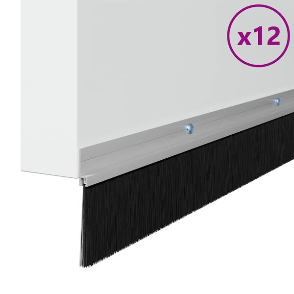 vidaXL Brosses d'&eacute;tanch&eacute;it&eacute; pour porte &agrave; visser 12 pcs Argent 100 cm