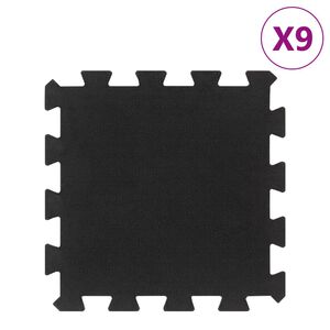 vidaXL Carreaux de sol caoutchouc 9 pcs noir 16 mm 30x30 cm
