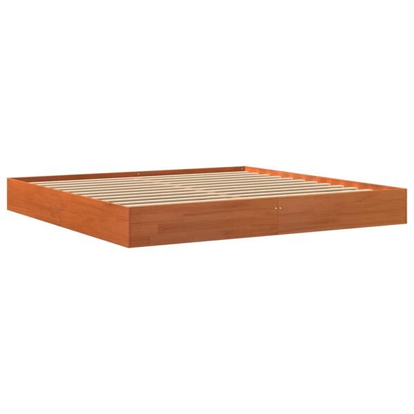 vidaXL Cadre de lit sans matelas cire marron 200x200cm bois pin massif