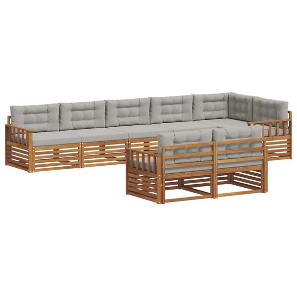vidaXL Ensemble de canap&eacute;s d'ext&eacute;rieur 8 pcs Gris Naturel et Clair