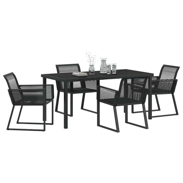vidaXL Ensemble de salle &agrave; manger pour jardin 5 pcs Noir