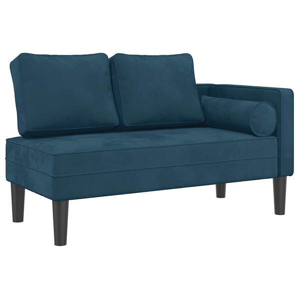 vidaXL Chaise longue avec coussins bleu velours