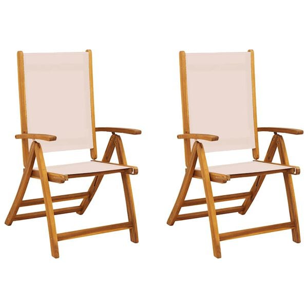 vidaXL Chaises pliables de jardin lot de 2 bois d'acacia et textil&egrave;ne