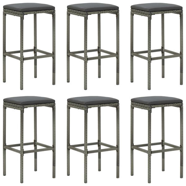 vidaXL Ensemble de bar de jardin 7 pcs et coussins Résine tressée Gris