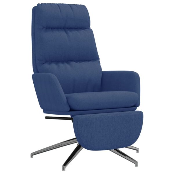 vidaXL Chaise de relaxation avec repose-pied Bleu Tissu