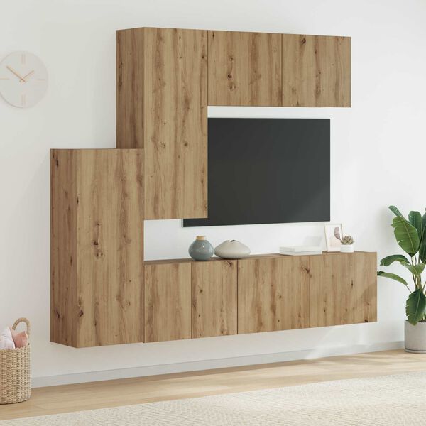 vidaXL Unit&eacute; murale de TV 5 pcs Ch&ecirc;ne artisanal Bois d'ing&eacute;nierie