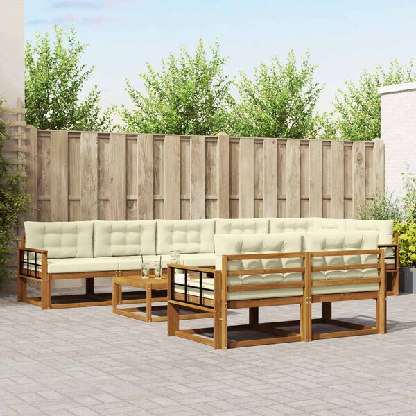 vidaXL Ensemble de canap&eacute;s d'ext&eacute;rieur 9 pcs Naturel et Cr&egrave;me