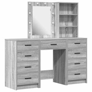 vidaXL Table de Toilette 3 pcs Gris 40 x 41 x 135 cm Bois d'ing&eacute;nierie