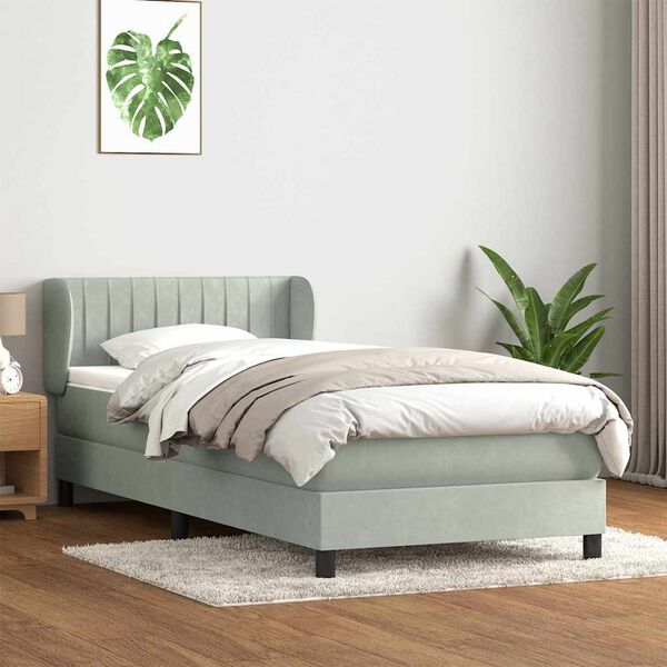 vidaXL Sommier &agrave; lattes de lit et matelas gris clair 80x210 cm velours