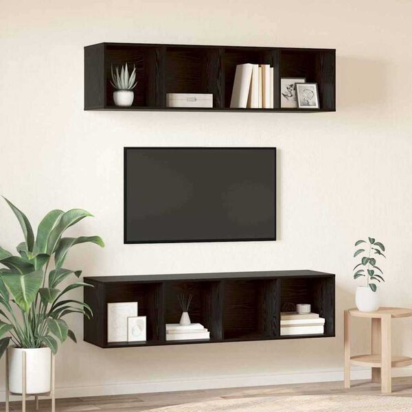 vidaXL Ensemble meuble TV 2 pcs Ch&ecirc;ne noir 37 x 37 x 142,5 cm
