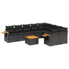 vidaXL Salon de jardin 10 pcs avec coussins noir r&eacute;sine tress&eacute;e