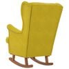 vidaXL Fauteuil &agrave; bascule &agrave; oreilles en velours jaune bois massif